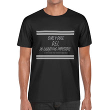 Load image into Gallery viewer, Cure 4 Doge Gray Logo & Strips Black Back Printing T-Shirt