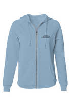 Load image into Gallery viewer, Ancestors Italian Blue Logo Womens Lightweight Wash Zip Hoodie