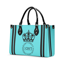 Load image into Gallery viewer, Royalty DON'T D4XV Black logo, Stripes & Turquoise Multiple Sizes Upgraded Luxury Women PU Leather Handbag