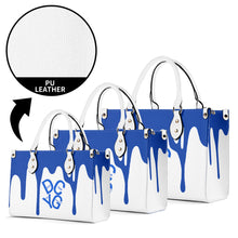 Load image into Gallery viewer, DRIP Blue Logo & White Multiple Sizes Upgraded Luxury Women PU Leather Handbag