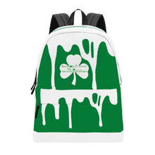 Load image into Gallery viewer, Ancestors Irish, White Logo, White Drip & Green Cotton Backpack