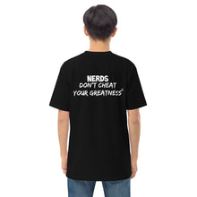 Load image into Gallery viewer, DCYG 24 NERDS White Logo Men’s premium heavyweight tee