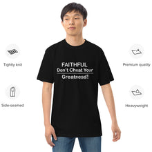 Load image into Gallery viewer, DCYG Faithful White logo & Black Men’s premium heavyweight tee