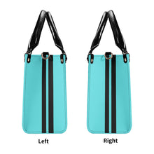 Load image into Gallery viewer, Royalty DON'T D4XV Black logo, Stripes & Turquoise Multiple Sizes Upgraded Luxury Women PU Leather Handbag