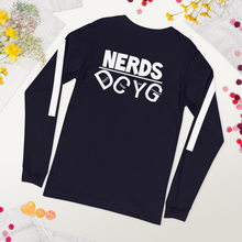 Load image into Gallery viewer, DCYG NERDS White Logo Unisex Long Sleeve Tee