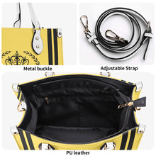 Load image into Gallery viewer, Royalty 24 Black Logo ,Stripe & Yellow Multiple Sizes Upgraded Luxury Women PU Leather Handbag