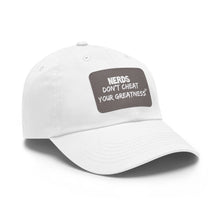 Load image into Gallery viewer, DCYG NERDS White Logo Dad Hat with Black Leather Patch
