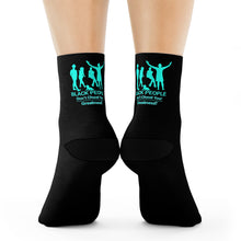Load image into Gallery viewer, DCYG Turquois Black People  &amp; Black Crew Socks
