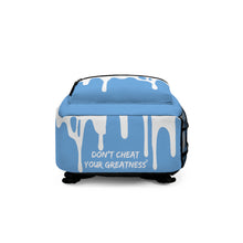 Load image into Gallery viewer, DCYG DRIP 24 White logo &amp; Light Blue  Backpack
