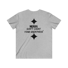 Load image into Gallery viewer, DCYG NERDS Black Logo Fitted V-Neck Short Sleeve Tee

