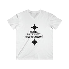 Load image into Gallery viewer, DCYG NERDS Black Logo Fitted V-Neck Short Sleeve Tee
