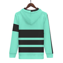 Load image into Gallery viewer, DEI  Black Logo, Stripes &amp; Mint Green Mens All Over Print Classic Zip Hoodie
