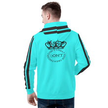 Load image into Gallery viewer, Royalty DON'T D4XV Black  Logo, Stripes &amp;  Turquois Mens All Over Print Warm Velvets Pair Of Hoodie
