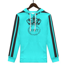 Load image into Gallery viewer, Royalty DON'T D4XV Black  Logo, Stripes &amp;  Turquois Mens All Over Print Warm Velvets Pair Of Hoodie
