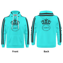 Load image into Gallery viewer, Royalty DON'T D4XV Black  Logo, Stripes &amp;  Turquois Mens All Over Print Warm Velvets Pair Of Hoodie
