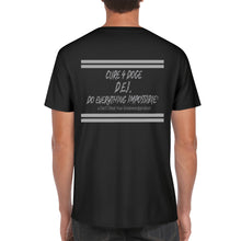 Load image into Gallery viewer, Cure 4 Doge Gray Logo &amp; Strips Black Back Printing T-Shirt
