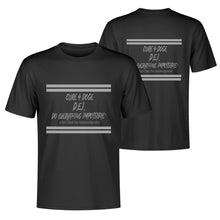 Load image into Gallery viewer, Cure 4 Doge Gray Logo &amp; Strips Black Back Printing T-Shirt
