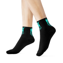 Load image into Gallery viewer, DCYG Turquois Black People  &amp; Black Crew Socks
