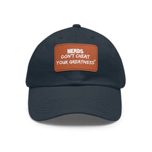 Load image into Gallery viewer, DCYG NERDS White Logo Dad Hat with Black Leather Patch
