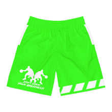 Load image into Gallery viewer, DCYG Dbl BB Players Neon Green &amp; White Men's  Shorts
