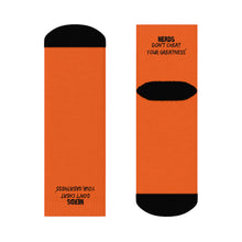 Load image into Gallery viewer, DCYG Nerds Black &amp; Orange Crew Socks
