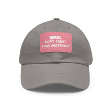 Load image into Gallery viewer, DCYG NERDS White Logo Dad Hat with Black Leather Patch
