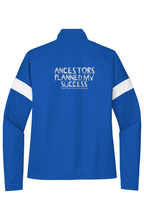 Load image into Gallery viewer, Ancestors ,White Logo, Stripe &amp; Navy Blue Womens Travel Full Zip Jacket
