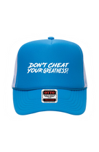 Load image into Gallery viewer, DON'T CHEAT YOUR GREATNESS R 5 Panel Neon Back Split Cap
