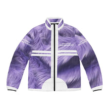 Load image into Gallery viewer, DCYG White logo &amp; Purple Fur Xclusive Unisex Puffer Jacket (AOP)
