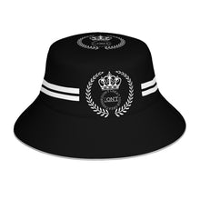 Load image into Gallery viewer, Royalty 24 White Logo , Stripes &amp; Black Reflective Bucket Hat
