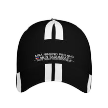 Load image into Gallery viewer, Ancestors Filipino White Logo &amp; Black and White Stripes Curved Brim Baseball Cap (AOP)
