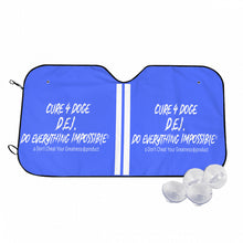 Load image into Gallery viewer, Cure 4 Doge White Logo, stripes &amp; Blue Car Windshield Sunshade (multi-size)
