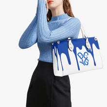 Load image into Gallery viewer, DRIP Blue Logo &amp; White Multiple Sizes Upgraded Luxury Women PU Leather Handbag
