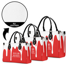 Load image into Gallery viewer, Ancestors Chinese,  White Logo ,White Drip &amp;   Red Multiple Sizes Upgraded Luxury Women PU Leather Handbag
