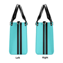 Load image into Gallery viewer, Royalty 24 Black Logo ,Stripes &amp; Turquoise Multiple Sizes Upgraded Luxury Women PU Leather Handbag
