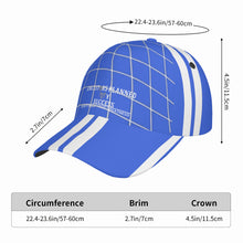 Load image into Gallery viewer, Ancestors Native White Logo, Netting, &amp; Blue  Curved Brim Baseball Cap (AOP)
