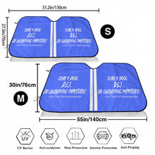 Load image into Gallery viewer, Cure 4 Doge White Logo, stripes &amp; Blue Car Windshield Sunshade (multi-size)

