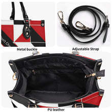 Load image into Gallery viewer, 45 Dgr White Logo &amp; Red, White &amp; Black Multiple Sizes Upgraded Luxury Women PU Leather Handbag
