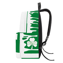 Load image into Gallery viewer, Ancestors Irish, White Logo, White Drip &amp; Green Cotton Backpack
