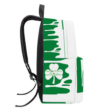 Load image into Gallery viewer, Ancestors Irish, White Logo, White Drip &amp; Green Cotton Backpack
