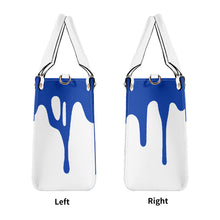 Load image into Gallery viewer, DRIP Blue Logo &amp; White Multiple Sizes Upgraded Luxury Women PU Leather Handbag
