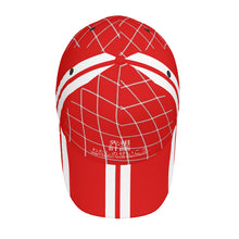 Load image into Gallery viewer, Ancestors Japanese  White Logo, Netting &amp; Red Curved Brim Baseball Cap (AOP)

