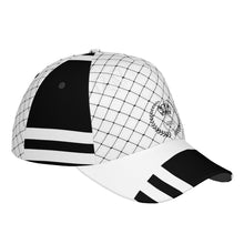 Load image into Gallery viewer, Royalty 24 Black logo,Nets, Stripes &amp; White Curved Brim Baseball Cap (AOP)
