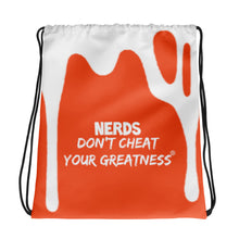 Load image into Gallery viewer, DCYG DRIP NERDS White Logo &amp; Orange Drawstring bag
