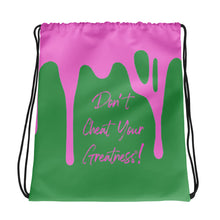 Load image into Gallery viewer, DCYG DRIP Pink Logo &amp; Green Drawstring bag
