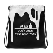 Load image into Gallery viewer, DCYG Ur N Drip White Logo &amp; Black Drawstring bag
