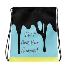 Load image into Gallery viewer, DYCG DRIP Black Logo &amp; Light Blue with Yellow Drawstring bag
