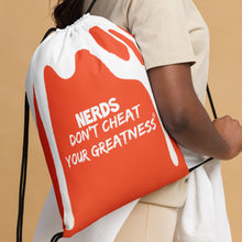 Load image into Gallery viewer, DCYG DRIP White Logo &amp; Orange Drawstring bag
