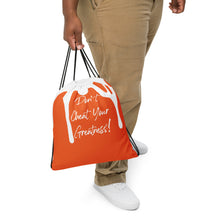 Load image into Gallery viewer, DYCG DRIP White &amp; Orange Drawstring bag
