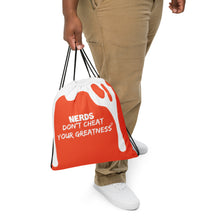 Load image into Gallery viewer, DCYG DRIP NERDS White Logo &amp; Orange Drawstring bag
